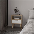 Kechi Nightstand Engineered Wood Bedside Table White Macadamia Finish