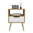 Kechi Nightstand Engineered Wood Bedside Table White Macadamia Finish