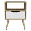 Kechi Nightstand Engineered Wood Bedside Table White Macadamia Finish