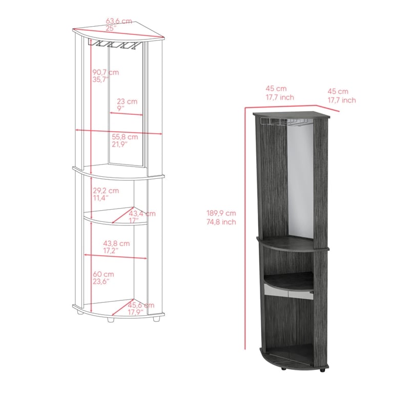 Corner Bar Cabinet Rialto Living Room Smoky Oak
