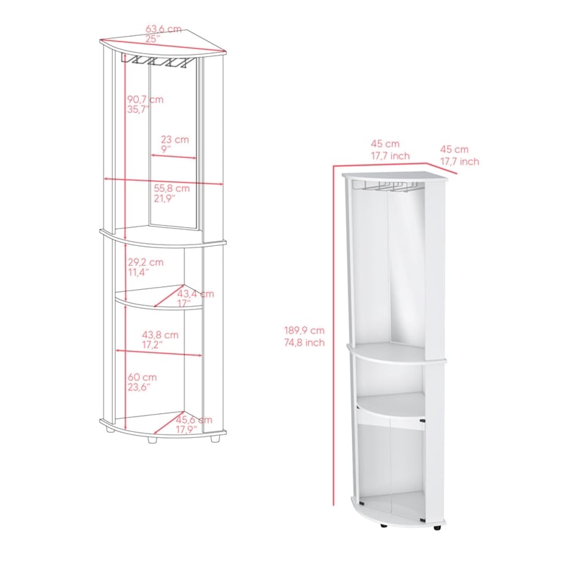 Corner Bar Cabinet Rialto Living Room White