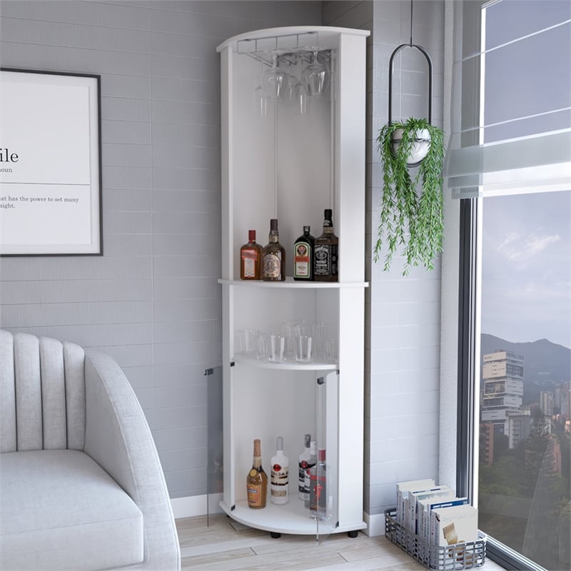Corner Bar Cabinet Rialto Living Room White