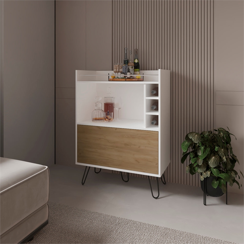 Platea Bar Cabinet Living Room WhiteMacadamia