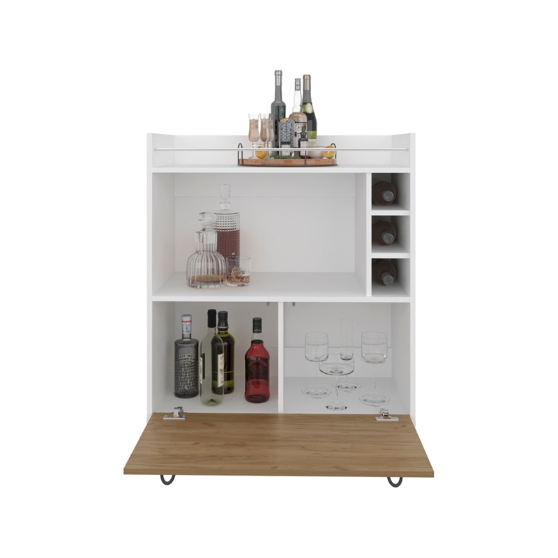 Platea Bar Cabinet Living Room WhiteMacadamia
