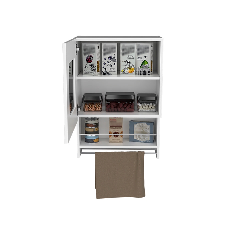 Papua Kitchen Wall Cabinet with Doors and Interior Shelves Engineered Wood Storage Organizer for Kitchen Use White Finish