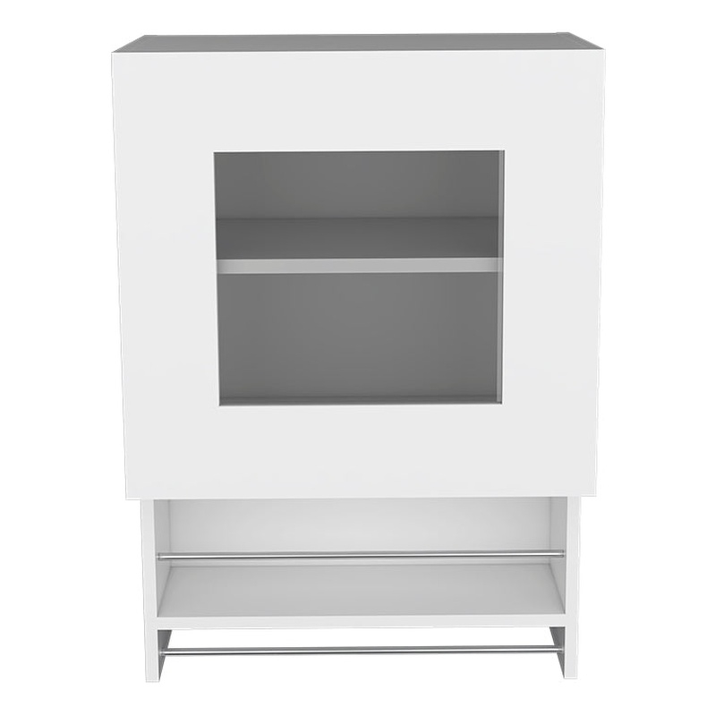 Papua Kitchen Wall Cabinet with Doors and Interior Shelves Engineered Wood Storage Organizer for Kitchen Use White Finish