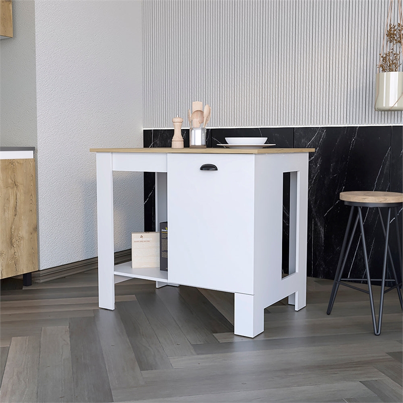 Shoproni Kitchen Island White Engineered Wood
