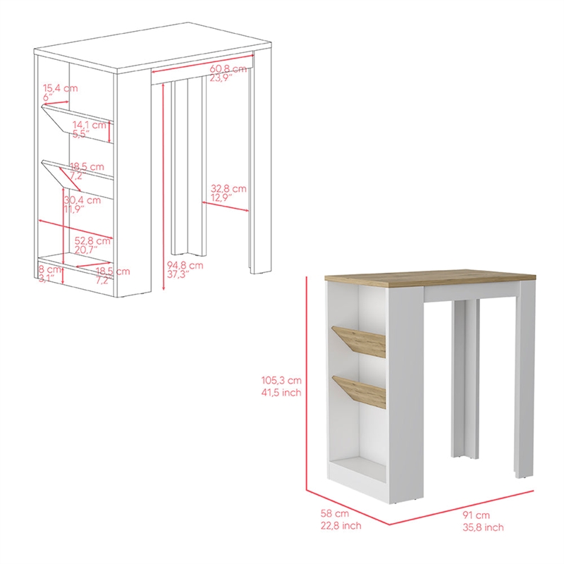 Gunees  Kitchen Island White Engineered Wood
