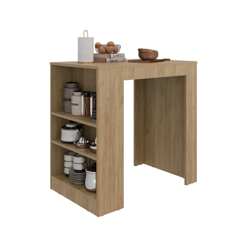 Rosstree Kitchen Island Compact Beige Wood Kitchen Island