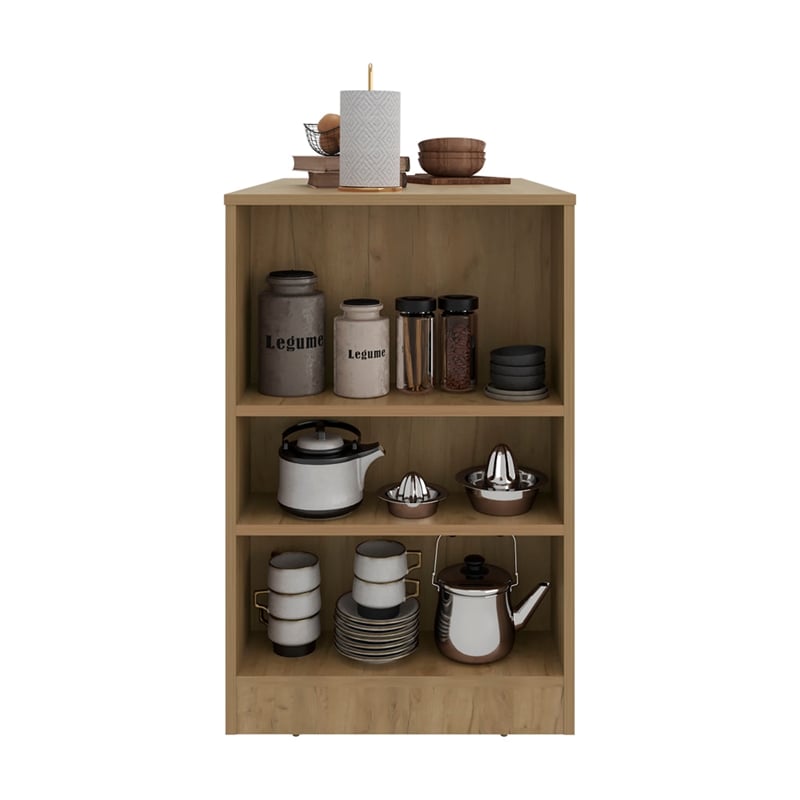 Rosstree Kitchen Island Compact Beige Wood Kitchen Island