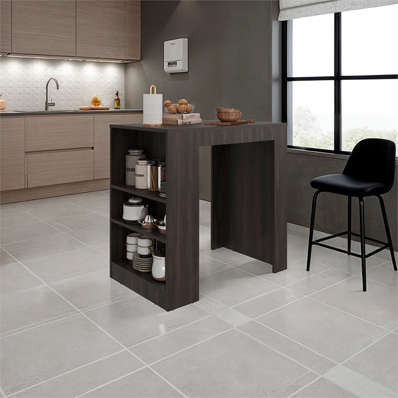 Rosstree Kitchen Island Compact Black Wood Kitchen Island