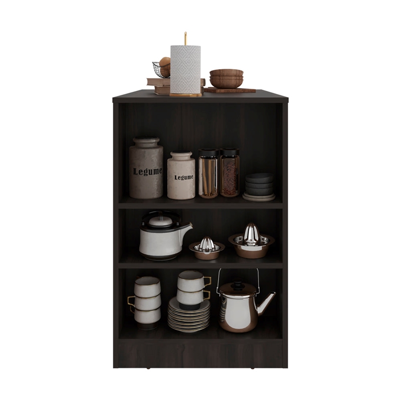 Rosstree Kitchen Island Compact Black Wood Kitchen Island