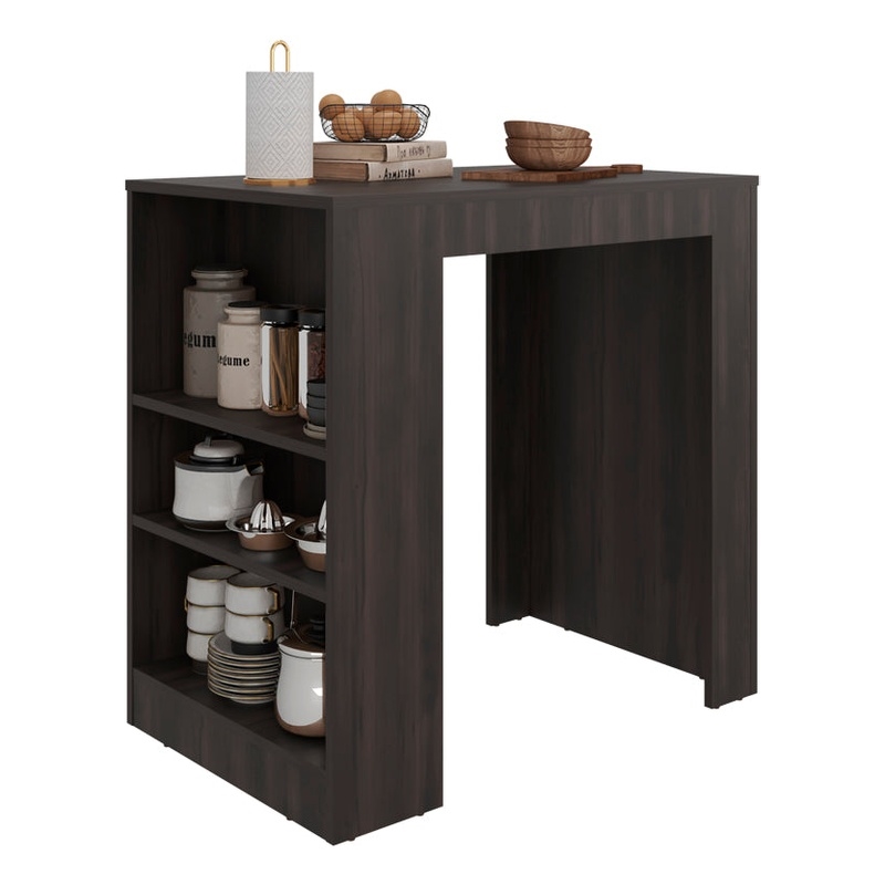 Rosstree Kitchen Island Compact Black Wood Kitchen Island