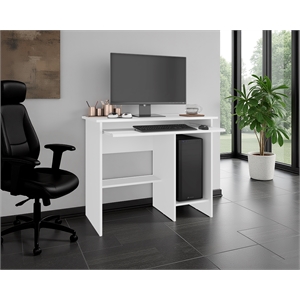 Greenfields Modern Desk with Storage Shelves White Manufactured Wood