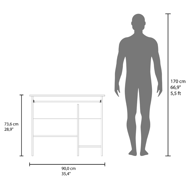 Greenfields Modern Desk with Storage Shelves White Manufactured Wood