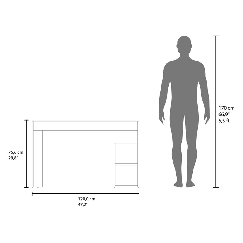 Endura Desk Modern White Desk with Side Storage