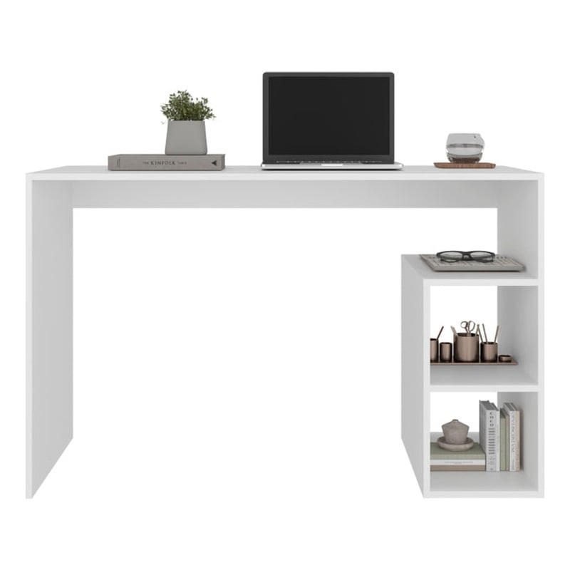 Endura Desk Modern White Desk with Side Storage