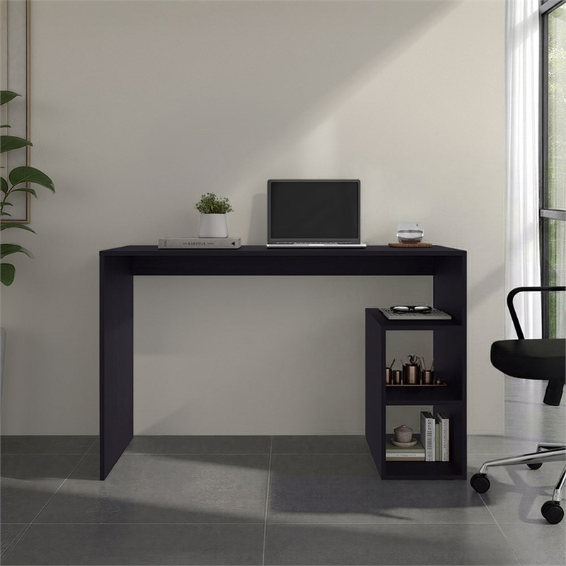 Endura Desk Modern Black Desk with Side Storage