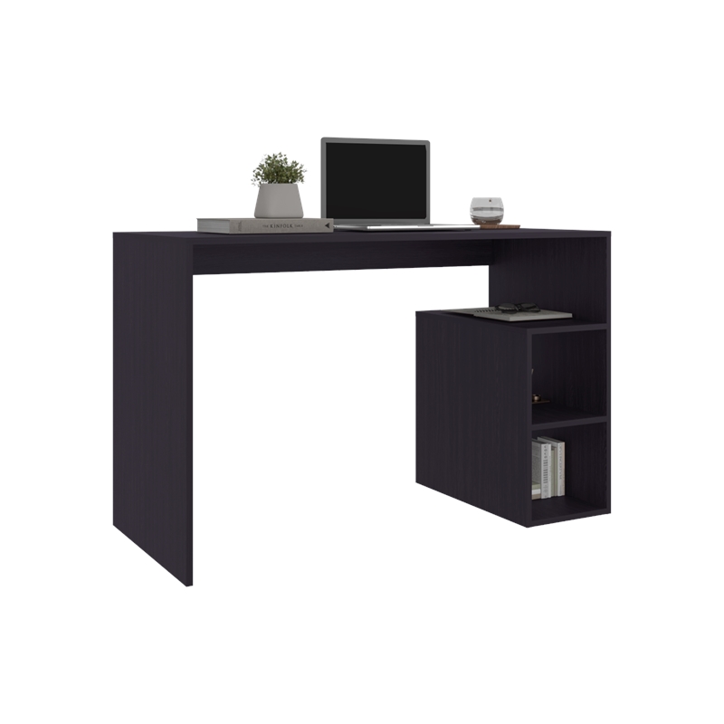 Endura Desk Modern Black Desk with Side Storage