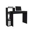 Malibu Desk Modern Black Wood Writing Desk with Integrated Storage Shelves