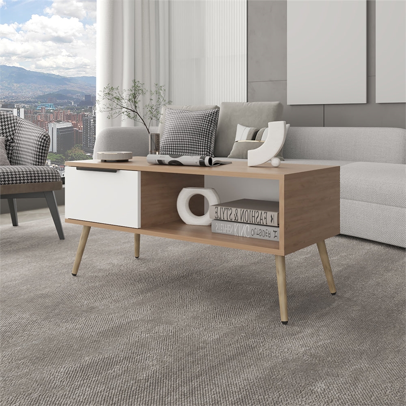 Lavelle Living Room Coffee Table with Spacious Top Surface Engineered Wood Furniture for Living Room Use Storage and Display Beige Finish Modern Design