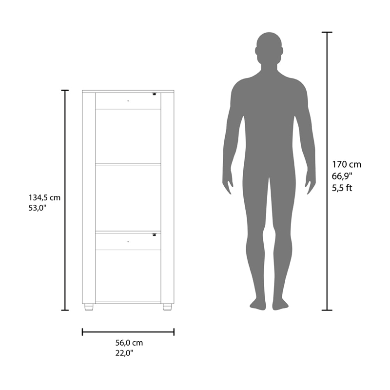 Dorneyville Modern Bookcase with Storage White and Beige Wood Finish