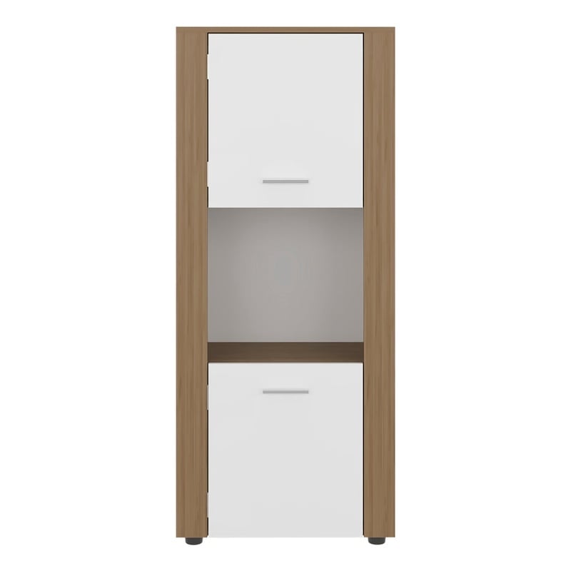 Dorneyville Modern Bookcase with Storage White and Beige Wood Finish
