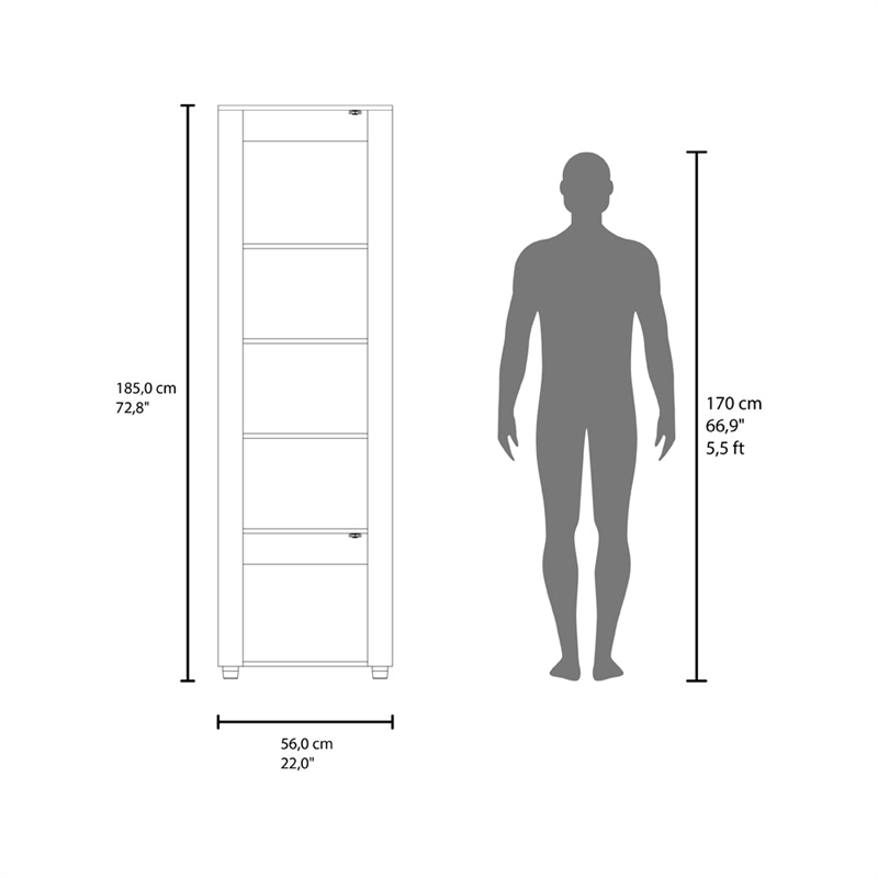 Dupont Bookcase Modern Tall Storage Cabinet with White & Manufactured Wood