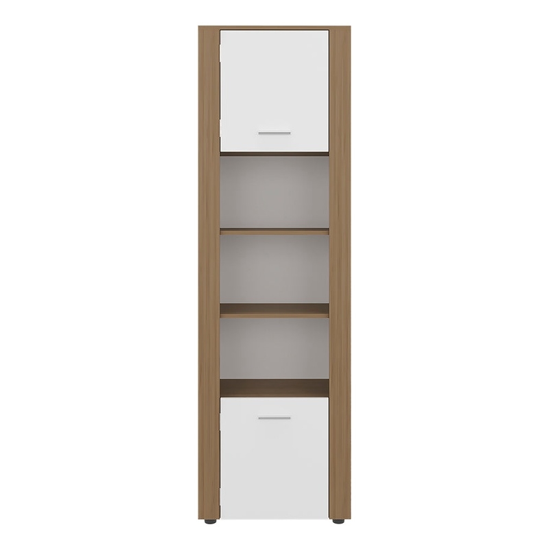 Dupont Bookcase Modern Tall Storage Cabinet with White & Manufactured Wood