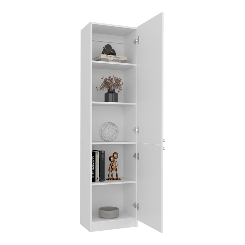 Sunflower Tall Bookcase Storage Cabinet with Multiple Shelves Engineered Wood Furniture Organizer for Living Room Bedroom and Home Office Storage White Finish Modern Design