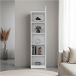 Sunflower Tall Bookcase Storage Cabinet with Multiple Shelves Engineered Wood Furniture Organizer for Living Room Bedroom and Home Office Storage White Finish Modern Design