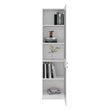 Peony Bookcase Storage Cabinet with Fluted Panel Doors Engineered Wood Furniture Organizer for Living Room Bedroom and Home Office Storage White Finish Modern Design