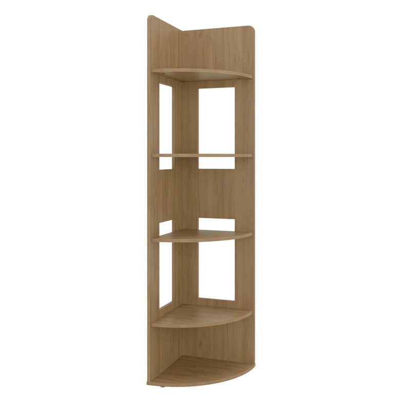 Camellia Corner Bookcase Engineered Wood Storage Cabinet Beige Finish
