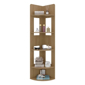 Camellia Corner Bookcase Engineered Wood Storage Cabinet Beige Finish