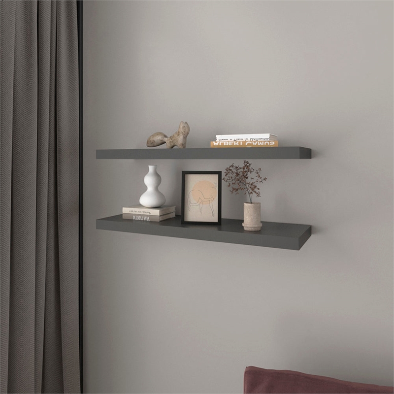 Double Floating Shelf Dallas Living Room Matt Gray