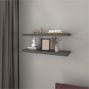 Double Floating Shelf Dallas Living Room Matt Gray
