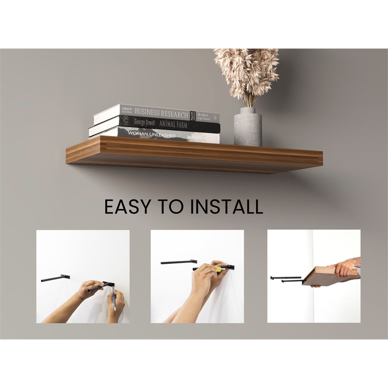 Double Floating Shelf Dallas Living Room Caramel