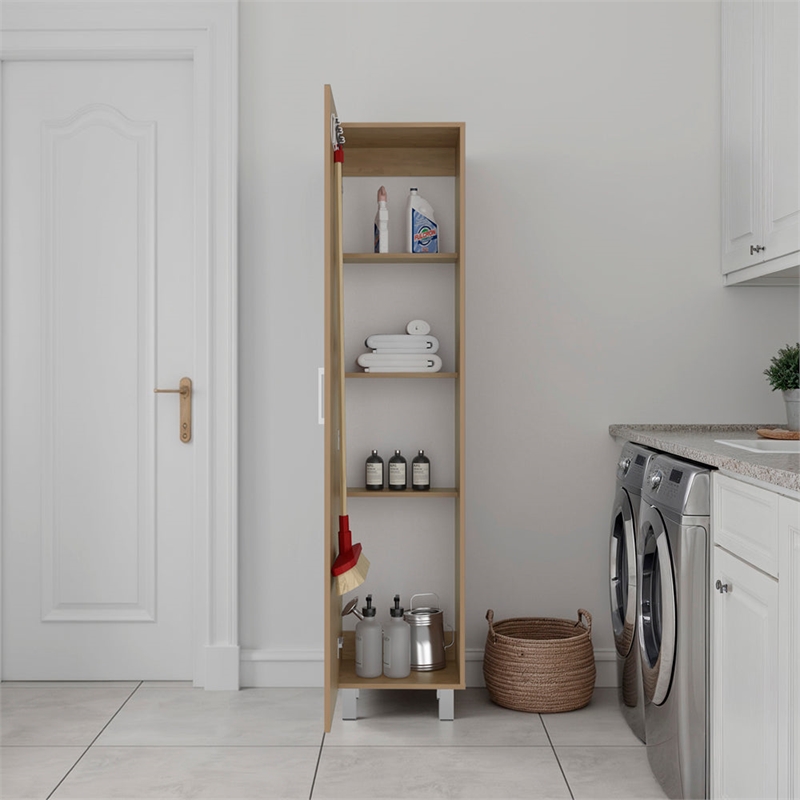 Hudson Storage Cabinet with Shelves and Doors Engineered Wood Organizer for Living Room or Kitchen Beige