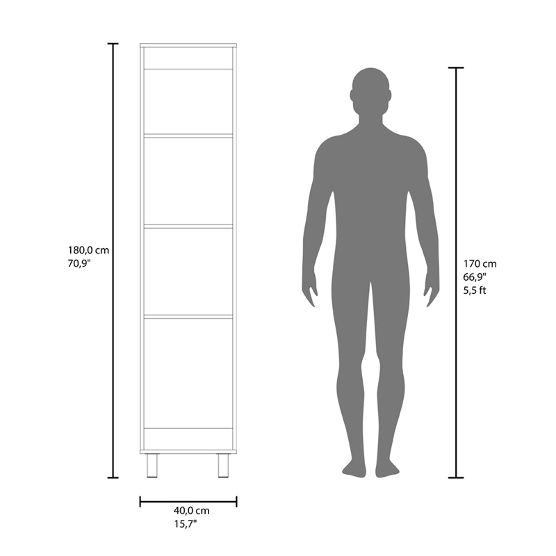 Sunflower Tall Bookcase Storage Cabinet with Multiple Shelves Engineered Wood Furniture Organizer for Living Room or Kitchen Dark Walnut Finish Modern Design