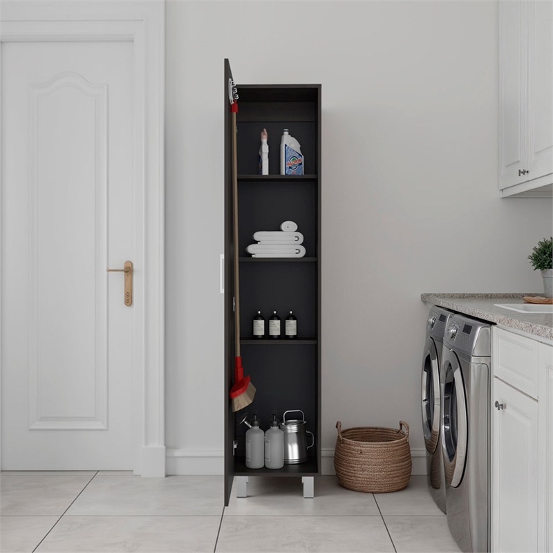 Sunflower Tall Bookcase Storage Cabinet with Multiple Shelves Engineered Wood Furniture Organizer for Living Room or Kitchen Dark Walnut Finish Modern Design