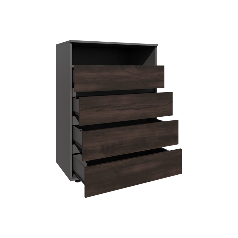 Aberdeen Modern 4 Drawer Chest Dresser for Bedroom Storage Engineered Wood Furniture Cabinet Matte Brown Finish