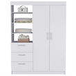 Rumanu Bedroom Armoire Wardrobe Closet with Storage Shelves and Hanging Rod Engineered Wood Furniture Organizer for Bedroom Storage White Finish Modern Design