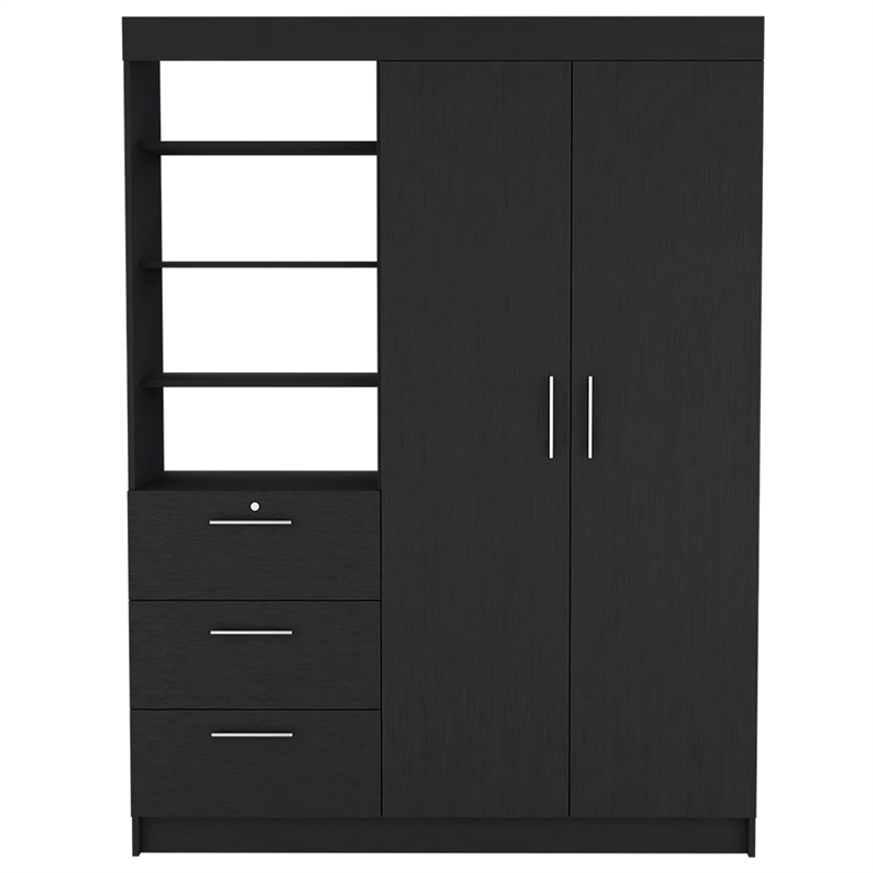 Armoire Rumanu Bedroom Black Engineered Wood