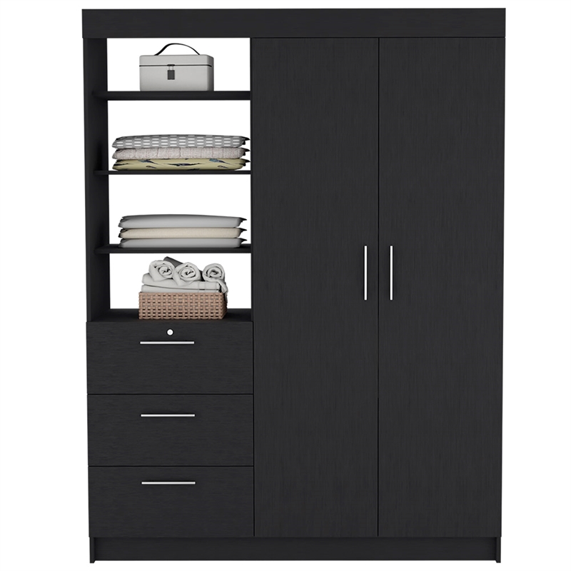 Armoire Rumanu Bedroom Black Engineered Wood