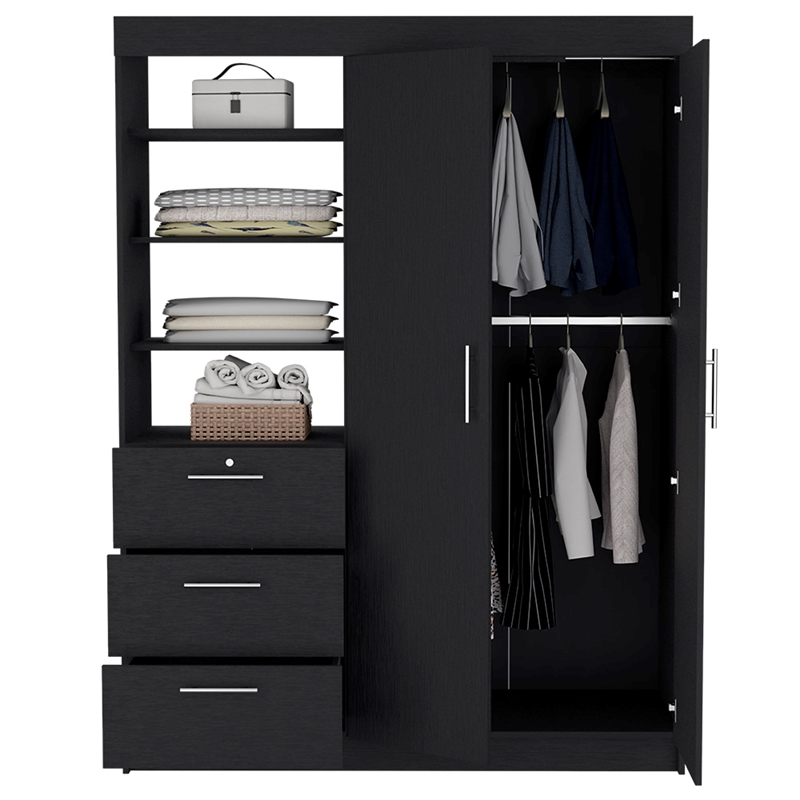 Armoire Rumanu Bedroom Black Engineered Wood