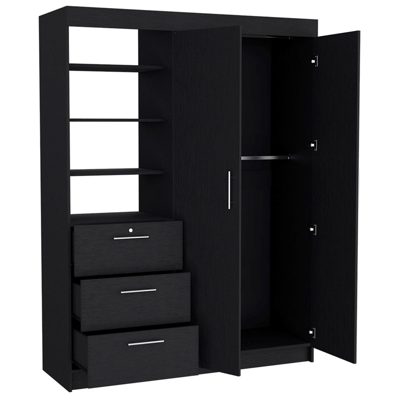 Armoire Rumanu Bedroom Black Engineered Wood