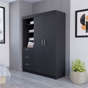 Armoire Rumanu Bedroom Black Engineered Wood
