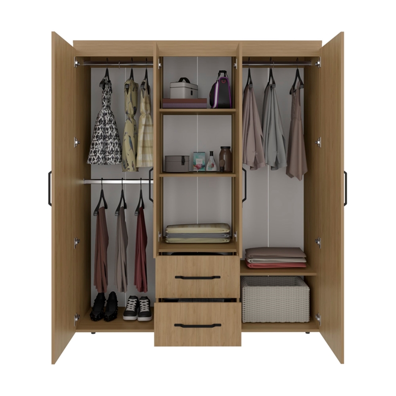 Elma Petunia Wardrobe Closet Engineered Wood Brown Finish