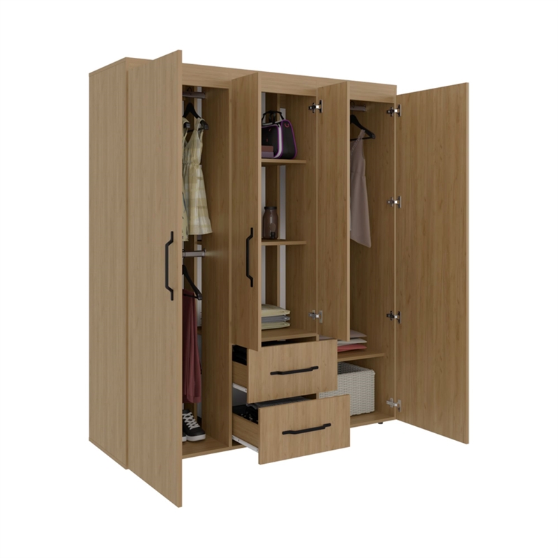 Elma Petunia Wardrobe Closet Engineered Wood Brown Finish