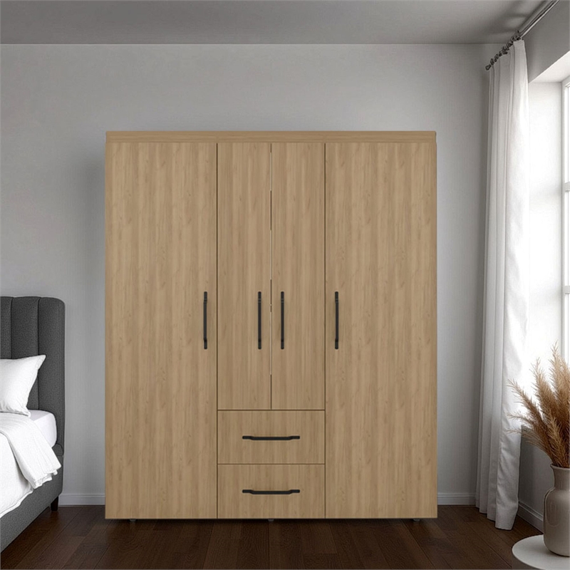 Elma Petunia Wardrobe Closet Engineered Wood Brown Finish
